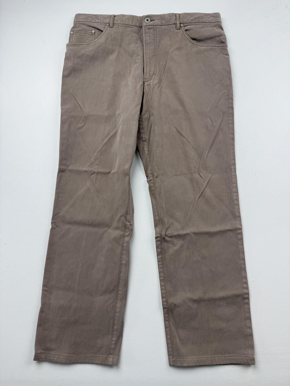 Alberto Pants Mens 36x30 Brown Satin Stretch Chino 5 Pocket Casual Business